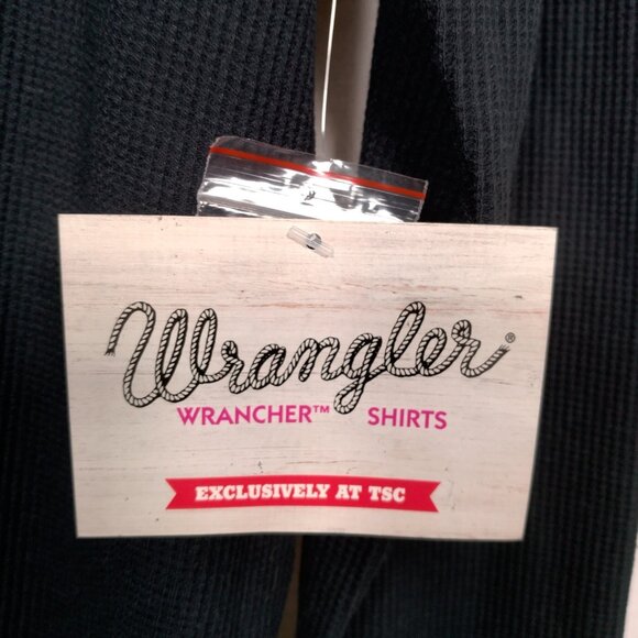 Wrangler Wrancher Shirt Women Lare Blue Waffle Knit Thermal Top Long Slv Button - Picture 8 of 10